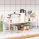 Expandable Cabinet Shelf Organizer Rack, Stackable Kitchen Counter Storage Shelves Stand, Adjustable Height Pantry Shelf Spice Rack(White-1 Pack, 8.7" D x 15.4-26.8" W x 9.8" H)