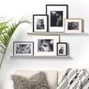 Metal Picture Ledge, Wall Mounted Floating Shelf - 36" White (Set of 2)