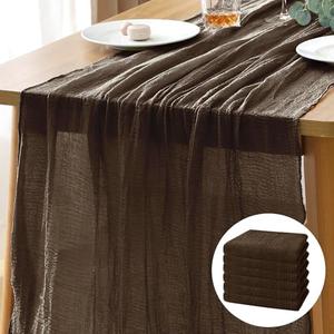Putros Cheesecloth Table Runner Black 10FT 6Pcs Boho Gauze Cheese Cloth Table Runners 120 Inches Long Rustic Sheer for Thanksgiving Home Party Christmas Wedding Baby Shower Spring Easter Decor