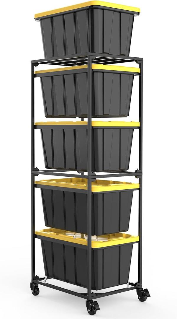 27 Gallon Tote Storage Rack with Wheels