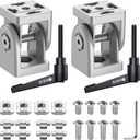 JiGiU 2PCS 4040 Adjustable Pivot Hinge Bracket Set with Handle Nut 8 Flexible Angle Joint Connector 4040 EU Standard Aluminum Extrusion Profile Connector 180Rotation for CNC 3D Printer Robotics Frame (Silver)