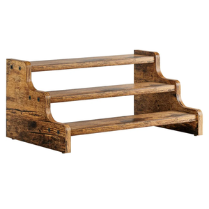 KLM 3-Tier Spice Rack, 13.8 Inch Wood Step Shelf Countertop Spice Storage Holder, Kitchen Pantry Cabinet Organizer Cupboard for Spice Bottles, Jars, Seasonings, Baking Supplies,Bathroom Organizer