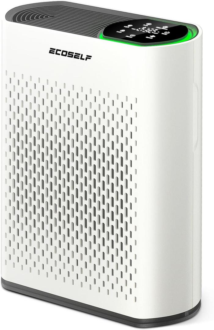 Powerful Air Purifiers for Home Large Room Up to 1400 Ft with Air Quality Monitor 20dB Sleep Mode, Air Purifier for Bedroom Office Living Room for Pets, Dust Smoke PoIIen Dander Smell Chalk White