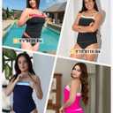 Daci Bandeau Tankini Swimsuits for Women - Two Piece Ruched Tummy Control Bathing Suit Strapless Swimwear with Bottom (Green, S)