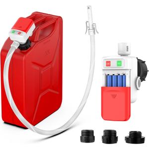 Fuel Transfer Pump with Auto Stop Sensor Overfill Protection, 3.2 GPM Portable Automatic Fuel Transfer Pump Kit with 4 Tank Adapter, Portable Gas Pump for Oil, Diesel, Gasoline White