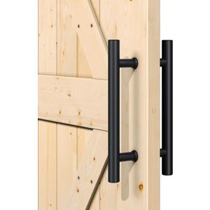 SMARTSTANDARD 12'' Push Pull Sliding Barn Door Handle, Double-Sided Barn Door Handle Black Set, 1 Pack