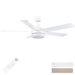 52 Inch White Ceiling Fan with Light and Remote Control.Noiseless,Dimmable,3CCT,6 Speeds Reversible, DC Ceiling Fans for Indoor or Covered Outdoor