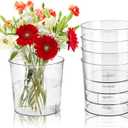 Kingrol 6 Pack Clear Flower Vases, 3 Quart Plastic Ice Buckets for Chilling Beer, Wine, Champagne, Multipurpose Buckets for Home Office, 6.5 x 6.5 x 6 Inch