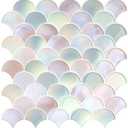 VEELIKE Peel and Stick Backsplash for Kitchen Fish Scale Wall Tiles Peel and Stick Waterproof Back Splash Stick on Tile for Bathroom Laundry Room 24-Sheets Renter Friendly Backsplash Tile 12''x12'' (Pink)