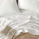 Bedsure Linen Sheets - California King Sheet Sets, Blend from Linen Cotton Bedsheets, Breathable & PureWoven Soft California King Bed Sheets, Deep Pocket Up to 16 Inches, 4 Pieces, White