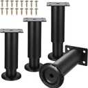 4 Pcs Adjustable Furniture Legs, 4.27-7.09 inch Adjustable Furniture Feet, Table Legs for Bed Desk Sofa Chair Cupboard Breakfast Bar Coffee Table Couch Cabinet Legs Support Feet(Black)