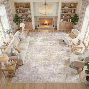 8x10 Area Rug for Living Room Large Modern Neutral Abstract Rugs Washable Nonslip Backing Soft Carpet for Bedroom Dining Room Office Decor Grey/Brown