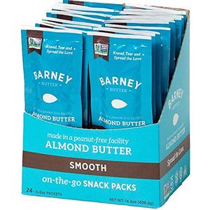 Barney Butter Almond Butter Snack Packs, Smooth, 0.6 Ounce (Pack of 24), Skin-Free Almonds, Non-GMO, Gluten Free, Keto, Paleo, Vegan. Best before 07/02/2026 Barney Butter Almond Butter Snack Packs, Smooth, 0.6 Ounce (Pack of 24), Skin-Free Almonds, Non-GMO, Gluten Free, Keto, Paleo, Vegan. Best before 07/02/2026