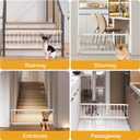 Fldofaves Dog Gate Indoor,18"-45" Extra Wide Metal Short Dog Gate to Step Over, 14" Tall Small Pet Gate with 3 Extension Kits, Pressure Mounted for Doorways & Stairs