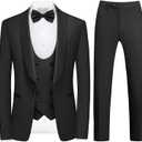 Rogers & Morris Tuxedo Suits for Men Solid 4 Piece Regular Fit Formal Set (Black) XL
