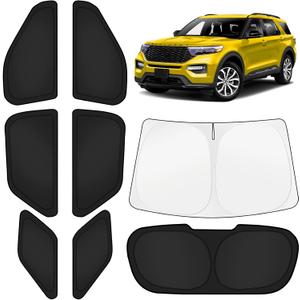 KUST Car Window Shades for Ford Explorer 2020-2025 2026 Windshield Sun Shade Side Window Cover UV Block Privacy Protection Explorer Accessories for Camping Blackout Rear Back Full Set 8PCS