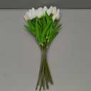 Mandy's Cream Artificial Tulips Flowers Centerpiece, 13.5" Lifelike PU Fake Floral Stems 28pcs for Kitchen Island & Dining Table, Spring Decor for Easter