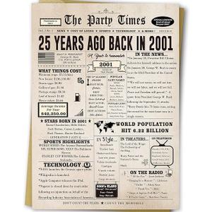 Ziwenhu Vintage 25th Birthday Cards Decorations for Men Women, Jumbo 25 Years Old Bday Card, Best Gifts for 25th Anniversary for Wife Husband, 25th Birthday Gifts, Birthday Ideas for Turning 25