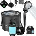Portable Camping Shower, 6000mAh with LED Display, Camp Shower with 5 Gallons CollapsibleBucket, 3 Spray Modes for Hiking, Travel, Car, Pet