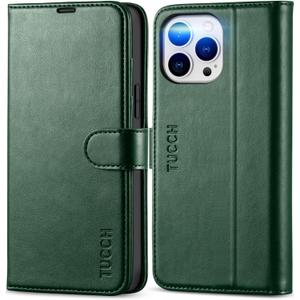 TUCCH Wallet Case for iPhone 13 Pro Max 5G, RFID Blocking Card Slot Stand [Shockproof TPU Interior Case], PU Leather Magnetic Protect Flip Cover Compatible with iPhone 13 Pro Max 6.7", Midnight Green