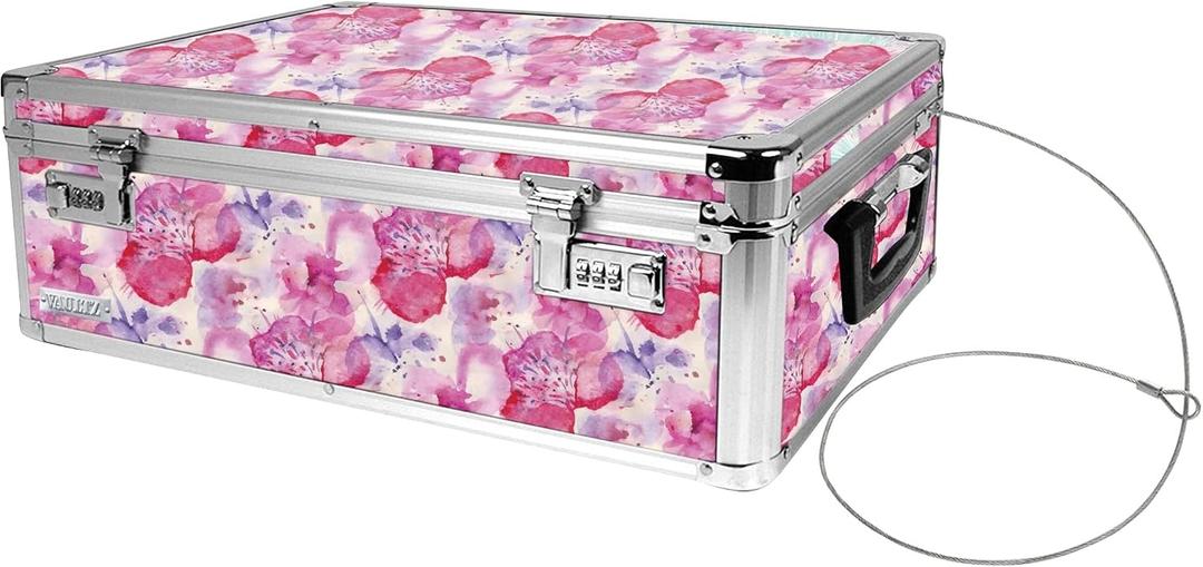 Vaultz Locking Storage Chest/Dorm Storage with Combination Locks, Pink, 19 x 7.5 x 14 inches (VZ03806)