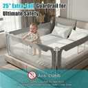 Twin Size Baby Bed Rail Guard Extra Tall Safety Bedside Rail with Headboard Rod for Toddlers, Adjustable No-Gap Design, 3 Panels (278.7 + 159), Gray