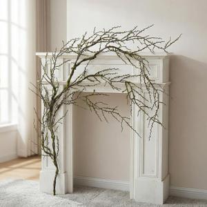 74.8inch Long Malleable Black Halloween Tree Weeping Branches Twigs Greenery Garland Hanging Moss Faux Ghost Grape Vine for Haunted Forest Outdoor Mantel Fireplace Porch Arch Stairway Yules Decor (1)