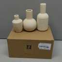 DN DECONATION Ceramic Vase Set of 3, Small Vases Home Decor Boho Rustic Farmhouse for Pampas Grass & Dried Fresh Flowers, Modern Decorative Vases for Living Room, Bedroom, Entryway, Shelf, Table Decor