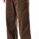 PLEPAN Mens Corduroy Pants Baggy Wide Leg Casual Elastic Waist Drawstring Loose Fit Sweatpants (Brown, XXXL)