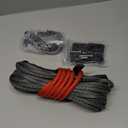 Synthetic Winch Rope Kit - 3/16" x 50' 8500 lbs Synthetic Winch Cable for ATV UTV Off-Road Vehicles with Forged Hook, Rubber Stopper, Protective Sleeve and Safety Pull Strap - Grey (Gray)