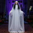 JOYIN 67" Halloween Decorations Outdoor Life Size Bride Decor, White Ghost Haunted House Props with Creepy Sound for Garden Yard Lawn