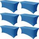 Obstal 6 Pack Stretch Spandex Table Covers for 6 Foot Tables - 6 FT Universal Rectangular Fitted Tablecloth Protector for Wedding, Banquet, Party (Aqua, 72 Length x 30 Width x 30 Height Inches)