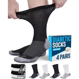 Doctor's Select Diabetic Socks for Men and Women - Non-Binding Neuropathy Socks for Diabetics Men | Non Grip & Grip Socks (Medium)