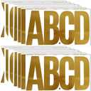 6 Inch Letter Stickers, 76 Pieces Self Adhesive Large Alphabet Symbol Sticker, Mailbox, Door, Truck and Outdoor, Waterproof & Weatherproof, 14 Sheets Gold