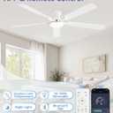 ZMISHIBO 60 Inch Ceiling Fan with Light, App&Remote Control, Flush Mount Low Profile, Dimmable 20W LED Light, Quiet Reversible Motor for Bedroom, Living Room, Apartment, White
