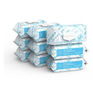 Amazon Elements Baby Wipes, Unscented, 810 Count, Flip-Top Packs (90 Count (Pack of 9))