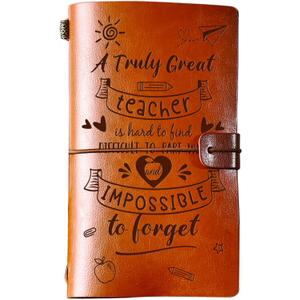 PRSTENLY Teacher Gifts Leather Journal, Teacher Appreciation Gifts 140 Page Refillable Notebooks, Valentines Day Thank You Back to School Gift for Teacher Women Men Thanksgiving Christmas