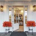 8Pcs Babys Breath Fake Artificial Flowers, Real Touch Orange Plants Silk Flowers for Vase Home Office Wedding Indoor Outdoor Centerpiece Table Party Spring Christmas Decorations