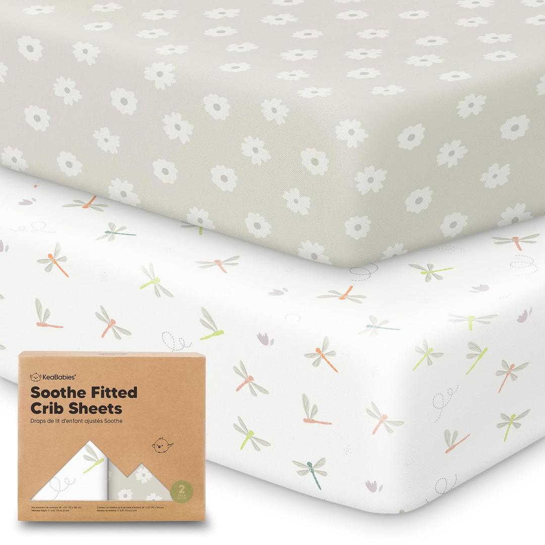 KeaBabies 2-Pack Organic Crib Sheets for Boys, Girls - 52x28 Fitted Crib Mattress Sheet Neutral, Breathable Jersey Cotton Cover for Baby Bed, Toddler Mattress, Soft & Cute Prints (Meadow) KeaBabies 2-Pack Organic Crib Sheets for Boys, Girls - 52x28 Fitted Crib Mattress Sheet Neutral, Breathable Jersey Cotton Cover for Baby Bed, Toddler Mattress, Soft & Cute Prints (Meadow)