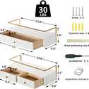Dreampossible Floating Shelves With Drawers Set of 2, Wall Mounted Bathroom Storage, Rustic Wood Shelves for Bedroom, Living Room, Kitchen, Home Decor, Plants, Books (White)