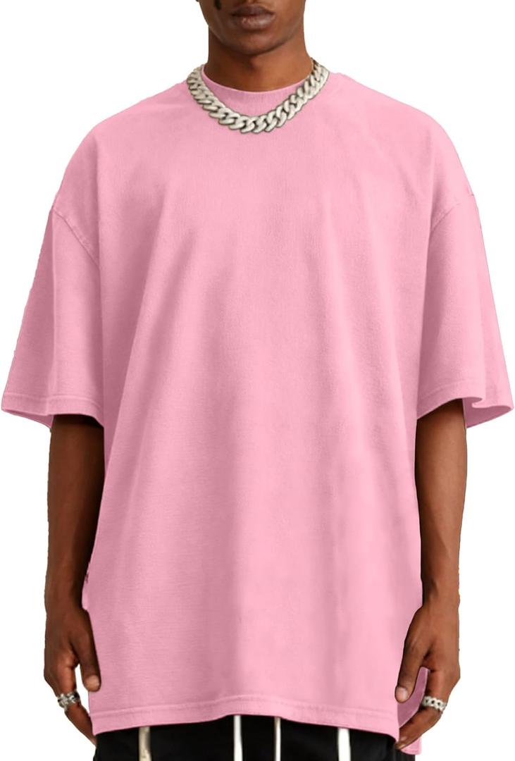 Oversized Graphic Tees Men Vintage Y2K Print Shirts Streetwear Unisex Harajuku T-Shirts (Pink, S)