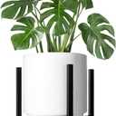 Mkono Mid Century Modern Tall Metal Indoor Plant Stand - Fits Up to 12 Inch Planter, Black