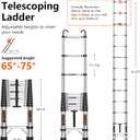 Telescoping Ladder 16.5 FT Telescope Ladder Stainless Steel, Extension Collapsible Telescopic Ladders with 2 Hooks Folding Extendable Adjustable Portable Rv Ladders for Home Roof, 330lbs Max Capacity