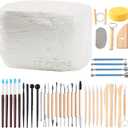 ReArt Natural Air-Dry Clay, Pottery Clay10LBs with 40 Pcs Pottery Tools Clay Sculpting Tool Set, All-Purpose Modeling Clay (White)