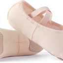 Ballet Shoes for Girls, Canvas Dance Practice Slippers No-Tie Sole Yoga Gymnastics Shoes(Toddler/Little Kid/Big Kid) (Beige)