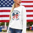 American Flag Sweatshirt for Women USA Sweatshirts 4th of July Casual Cable Knit Long Sleeve Shirts USA Tops (White)
