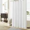 Naturoom White Linen Shower Curtain, Cloth Textured Fabric Shower Curtain Set with Hooks, Simple Elegant Modern Farmhouse Country Ultra Thick Bath Curtains for Bathroom,Water Repellent,72x72