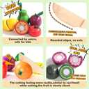 Fajiabao Wooden Play Food for Kids Kitchen Montessori Toys for 2 Year Old Girls & Boys Wood Cutting Fruit Set with Tray Fine Motor Skills Educational Toddler Gifts 2 3 4 5 6
