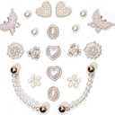 20pcs Bling Gems Plastic Butterfly Flower Sparkling Rhinestones Pearl DIY Shoe Decoration Charms for Women's Party Favor