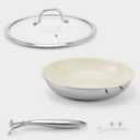 Ranbomer Hybrid Ceramic Non Stick Frying Pan 12 Inch, 5-Ply Stainless Steel Skillet,Stay-Cool Handle,Induction Ready, Compatible with All Cooktops, PFAS-Free, Non-Toxic, White.(12 Inch)